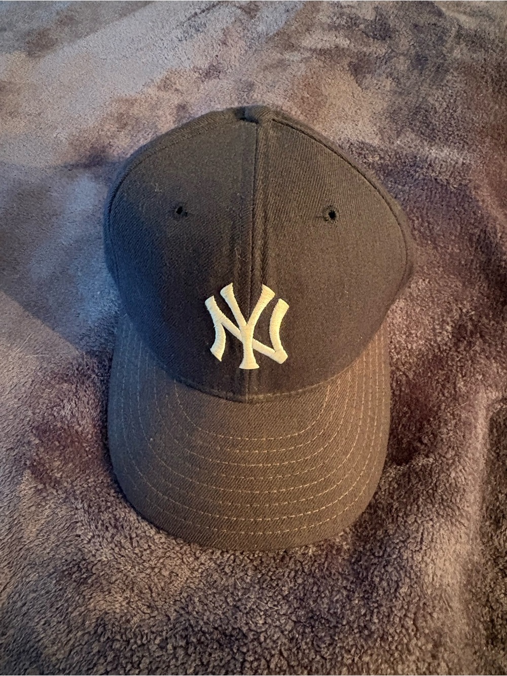 Vintage New Era 5950 NY Yankees Hat 7 3/8 Diamond Collection Wool Navy Made USA